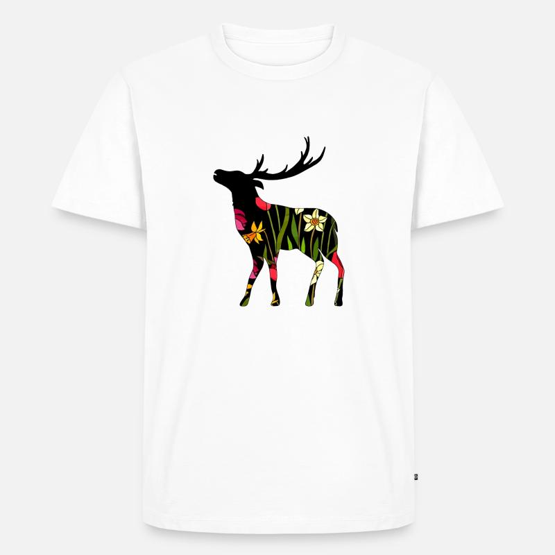 Hirsch - Männer Premium Bio T-Shirt - Weiß