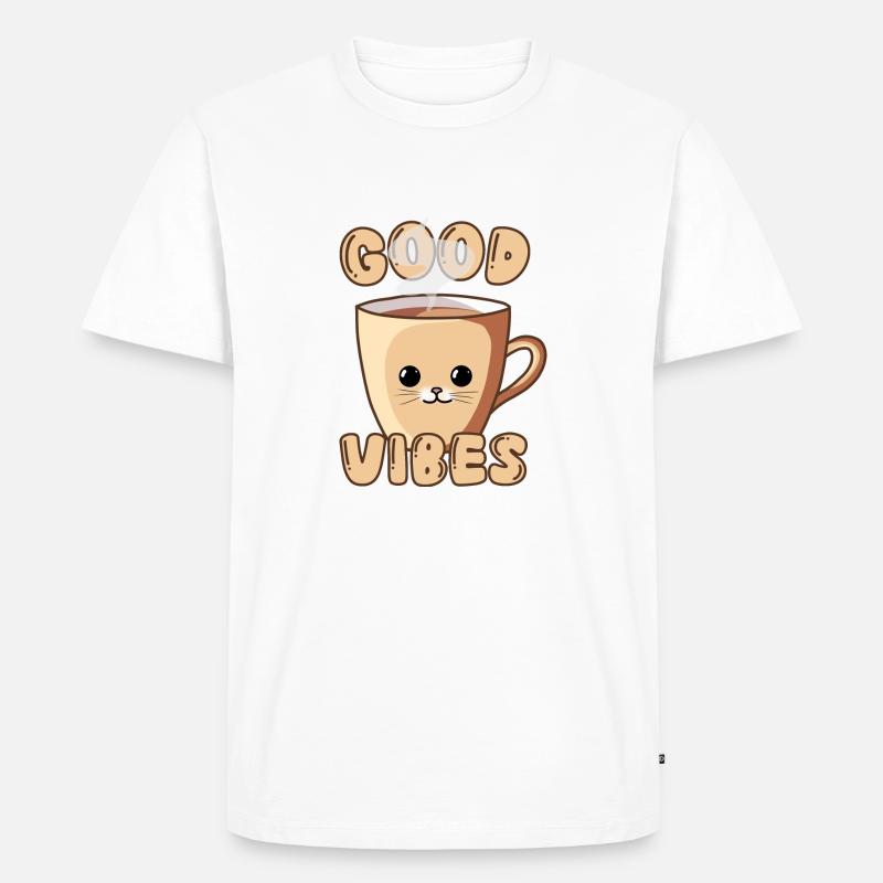 Cute Cat Cup - Männer Premium Bio T-Shirt - Weiß