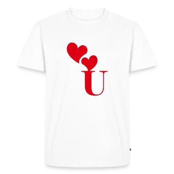 Lettre u cœur rouge - T-shirt Premium bio Homme - blanc - Devant - Nico (187cm)
