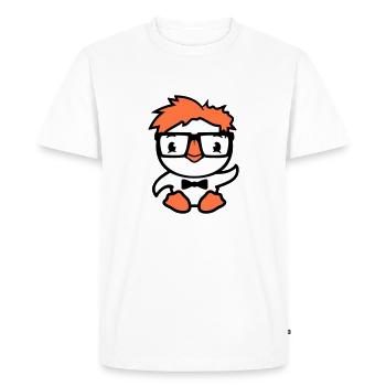 Bird Duck Nerd Geek Clever Intelligent Horn-Rimmed Glasses - Men's Premium Organic T-Shirt - white - Front - Nico (187cm)