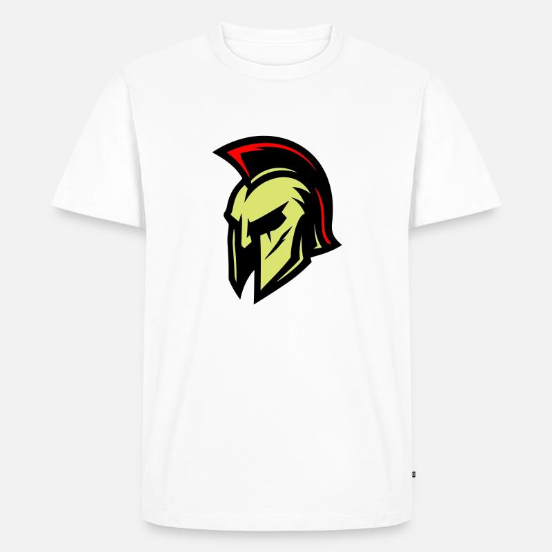 Gladiator Helm Sparta - Männer Premium Bio T-Shirt - Weiß