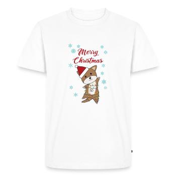 joyeux noël chien neige hiver chiot Wauwau - T-shirt Premium bio Homme - blanc - Devant - Nico (187cm)