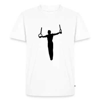 Gymnastique, gymnaste sur anneaux - T-shirt Premium bio Homme - blanc - Devant - Nico (187cm)
