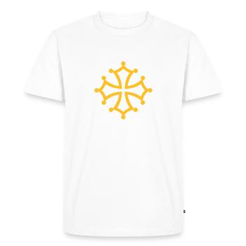 croix occitane - T-shirt Premium bio Homme - blanc - Devant - Nico (187cm)