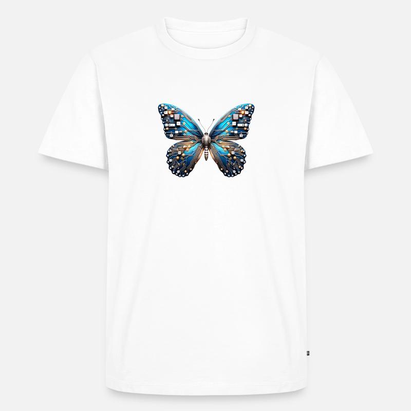 Türkis Schmetterling mit Technik - Männer Premium Bio T-Shirt - Weiß