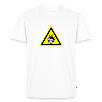 Monkey Warning - Men's Premium Organic T-Shirt - white - Front - Nico (187cm)
