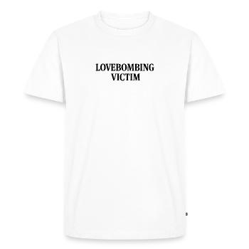 Victime de Lovebombing - T-shirt Premium bio Homme - blanc - Devant - Nico (187cm)