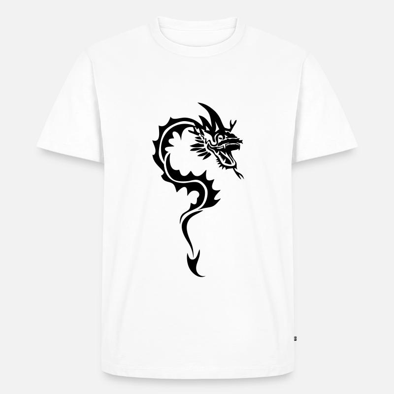 tatouage1 Tribal Drachen - Männer Premium Bio T-Shirt - Weiß