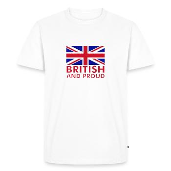 British and Proud - Men's Premium Organic T-Shirt - white - Front - Nico (187cm)