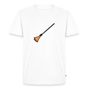Balai, dessiné à la main : femme de ménage, éboueur. - T-shirt Premium bio Homme - blanc - Devant - Nico (187cm)