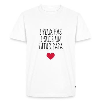 Papa / Fête des pères / Pere / Famille / humour - T-shirt Premium bio Homme - blanc - Devant - Nico (187cm)