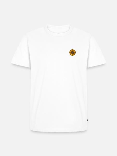 Sonnenblume bestickt - Männer Premium Bio T-Shirt - Weiß