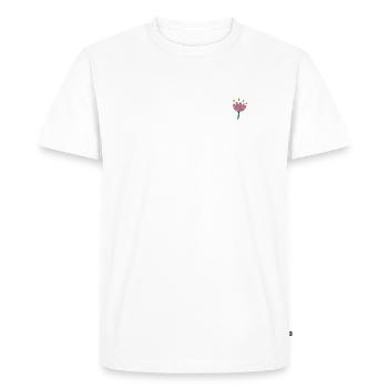 Fleur brodée - T-shirt Premium bio Homme - blanc - Devant - Nico (187cm)