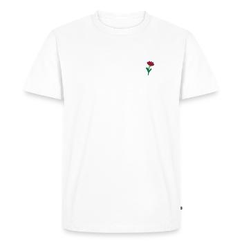 Fleur brodée - T-shirt Premium bio Homme - blanc - Devant - Nico (187cm)