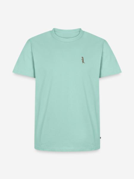 Erdmännchen bestickt - Männer Premium Bio T-Shirt - Mint - Vorne