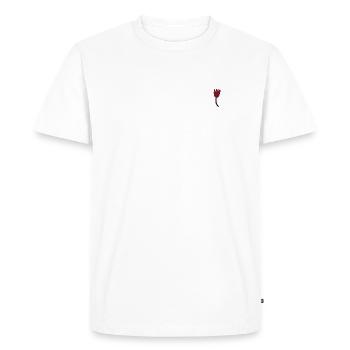 Tulip embroidered - Men's Premium Organic T-Shirt - white - Front - Nico (187cm)