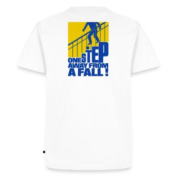 One Step Away from a Fall - Men's Premium Organic T-Shirt - white - Back - Nico (187cm)
