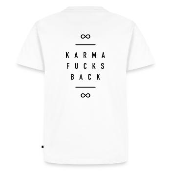 Karma Fucks Back - Black - T-shirt Premium bio Homme - blanc - Dos - Nico (187cm)
