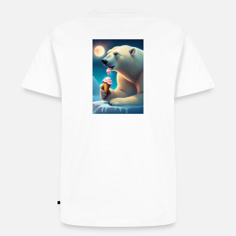 Eisbär liebt Eiscreme - Männer Premium Bio T-Shirt - Weiß