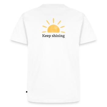 Continuer à briller – Soleil – Minimaliste - T-shirt Premium bio Homme - blanc - Dos - Nico (187cm)