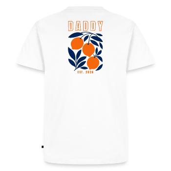 Daddy Dad Father 2026 - Men's Premium Organic T-Shirt - white - Back - Nico (187cm)