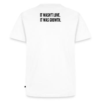 It Was Growth – Statement about inner strength - Men's Premium Organic T-Shirt - white - Back - Nico (187cm)