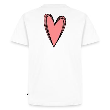 Coeur rose gribouillis Doodle cadeau amour - T-shirt Premium bio Homme - blanc - Dos - Nico (187cm)