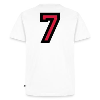 Le numéro 7 - Nombre Seven - T-shirt Premium bio Homme - blanc - Dos - Nico (187cm)