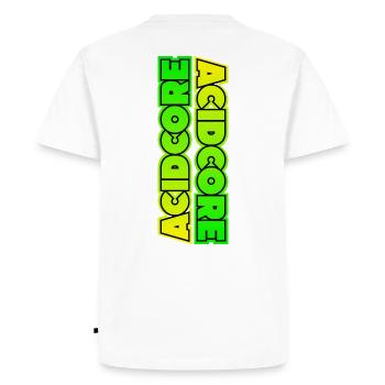 Acidcore | Acid Techno | Frenchcore - T-shirt Premium bio Homme - blanc - Dos - Nico (187cm)