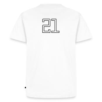 Numéro 21 (Style Université) - T-shirt Premium bio Homme - blanc - Dos - Nico (187cm)