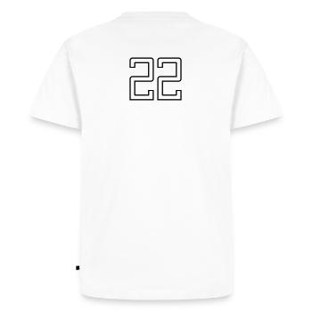 Numéro 22 (Style Université) - T-shirt Premium bio Homme - blanc - Dos - Nico (187cm)