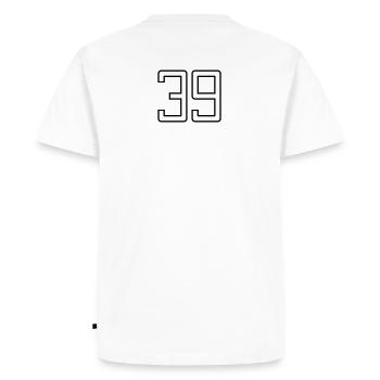 Numéro 39 (Style Université) - T-shirt Premium bio Homme - blanc - Dos - Nico (187cm)