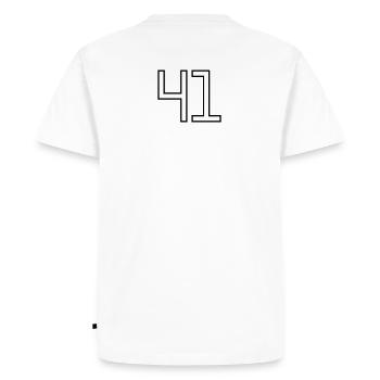 Numéro 41 (Style Université) - T-shirt Premium bio Homme - blanc - Dos - Nico (187cm)