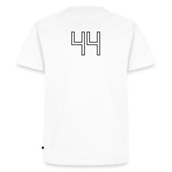 Numéro 44 (Style Université) - T-shirt Premium bio Homme - blanc - Dos - Nico (187cm)