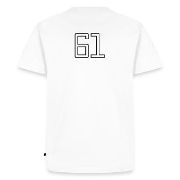 Numéro 61 (Style Université) - T-shirt Premium bio Homme - blanc - Dos - Nico (187cm)