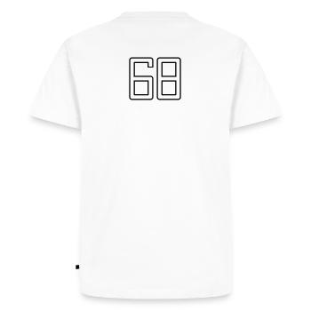 Number 68 (University Style) - Men's Premium Organic T-Shirt - white - Back - Nico (187cm)