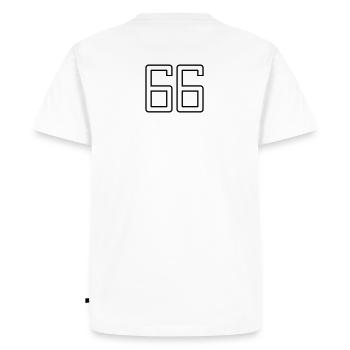 Numéro 66 (Style Université) - T-shirt Premium bio Homme - blanc - Dos - Nico (187cm)