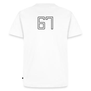 Numéro 67 (Style Université) - T-shirt Premium bio Homme - blanc - Dos - Nico (187cm)