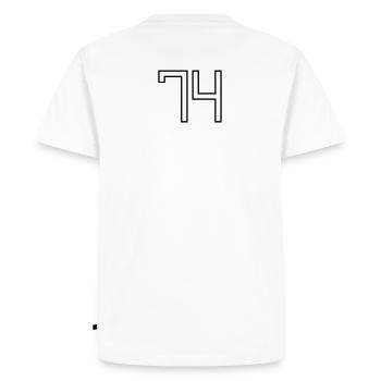Numéro 74 (Style Université) - T-shirt Premium bio Homme - blanc - Dos - Nico (187cm)