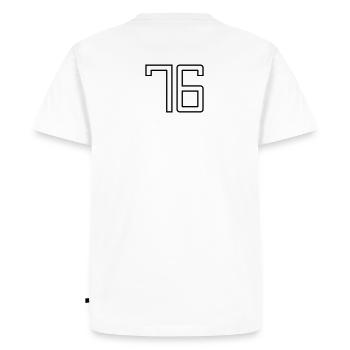 Numéro 76 (Style Université) - T-shirt Premium bio Homme - blanc - Dos - Nico (187cm)