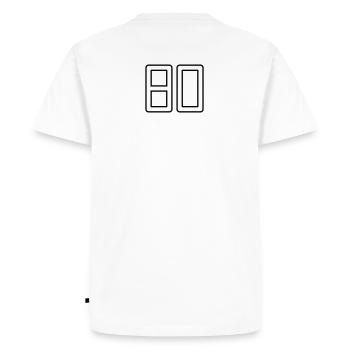 Numéro 80 (Style Université) - T-shirt Premium bio Homme - blanc - Dos - Nico (187cm)