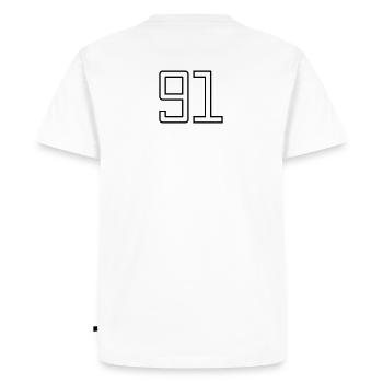 Numéro 91 (Style Université) - T-shirt Premium bio Homme - blanc - Dos - Nico (187cm)