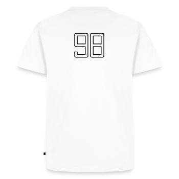 Numéro 98 (Style Université) - T-shirt Premium bio Homme - blanc - Dos - Nico (187cm)