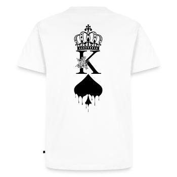 King Pik mit Krone und Blumen-Verzierung - Männer Premium Bio T-Shirt - Weiß - Hinten - Nico (187cm)