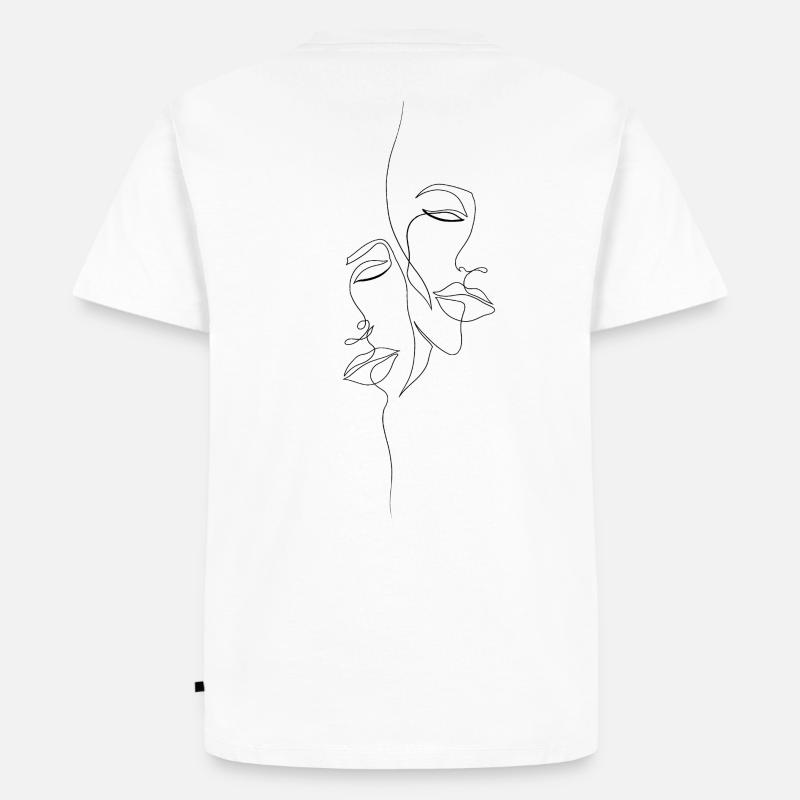 Oneline faces - Männer Premium Bio T-Shirt - Weiß