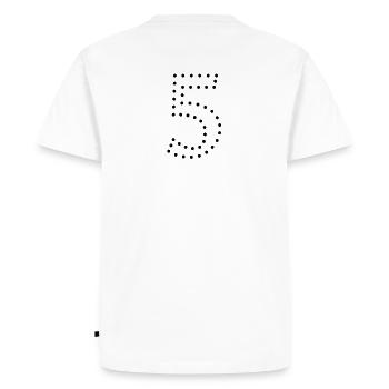 nombre nombre de Spot 5 / pointillé 5 (1c) - T-shirt Premium bio Homme - blanc - Dos - Nico (187cm)