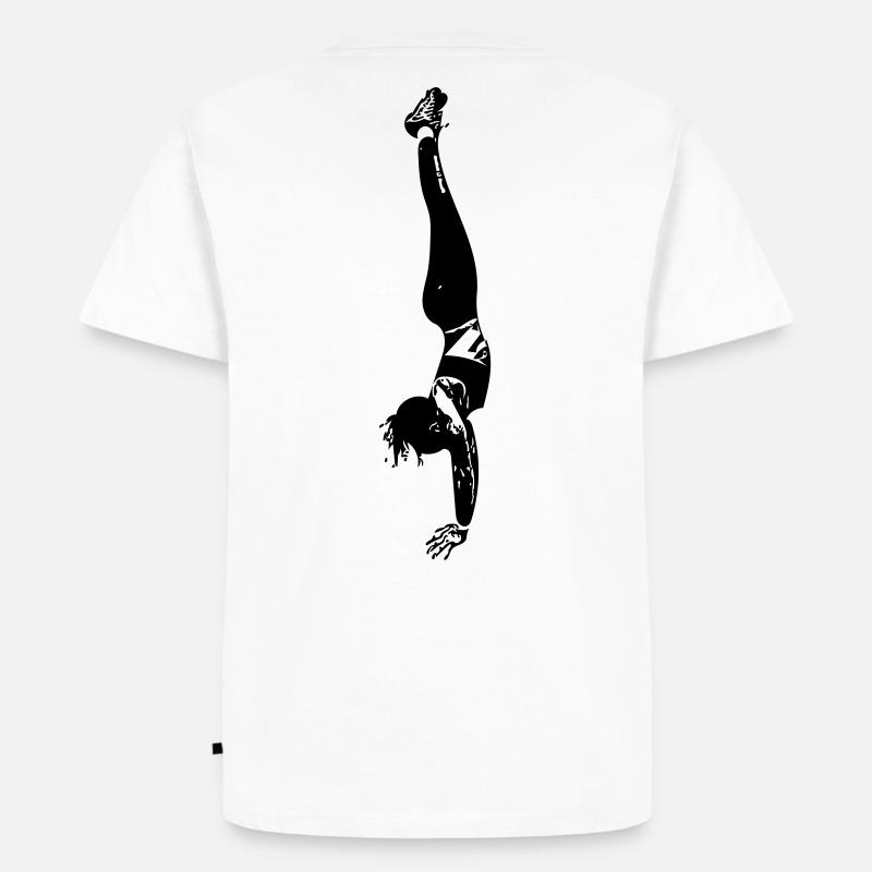 Frau im Handstand / Geschenkidee - Männer Premium Bio T-Shirt - Weiß