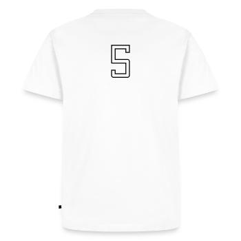 Number 5 - T-shirt Premium bio Homme - blanc - Dos - Nico (187cm)
