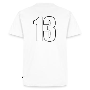 Numéro 13 numéro treize - numéro football sport - T-shirt Premium bio Homme - blanc - Dos - Nico (187cm)