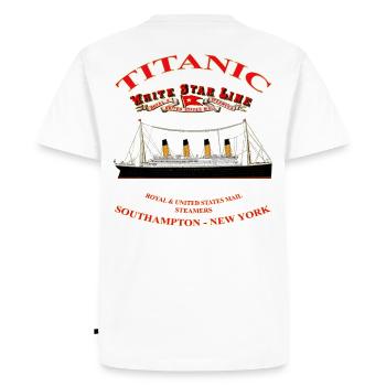 TITANIC CREATION Louis RUNEMBERG © Adagp - Men's Premium Organic T-Shirt - white - Back - Nico (187cm)